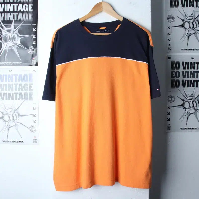 [BUNJANG] Tommy Hilfiger Two-Tone Waffle T-Shirt (Big Size, L-2XL) / (L-2XL) 타미힐피거 반팔 티셔츠 빅사이즈 와플 투톤-769F