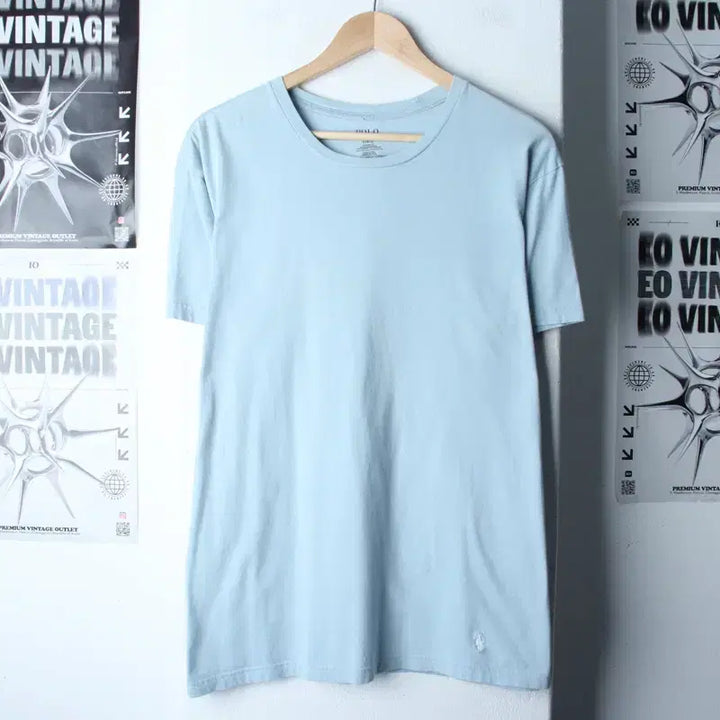 [BUNJANG] Polo Ralph Lauren Short Sleeve T-Shirt Light Blue / (L-XL) 폴로 랄프로렌 반팔 티셔츠 연블루 무지 포니 기본-76A1