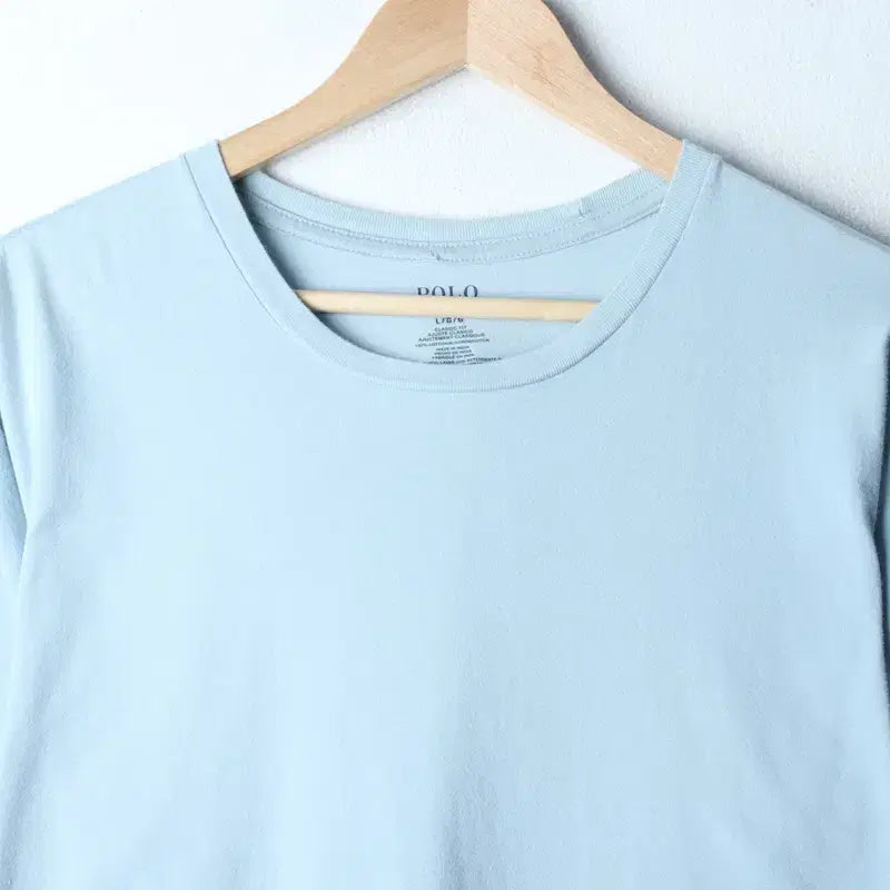 [BUNJANG] Polo Ralph Lauren Short Sleeve T-Shirt Light Blue / (L-XL) 폴로 랄프로렌 반팔 티셔츠 연블루 무지 포니 기본-76A1