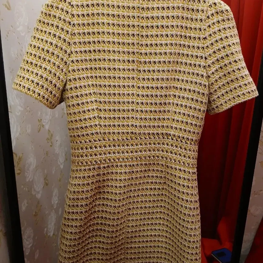 [BUNJANG] Maje Yellow Tweed Short Sleeve Dress / 7/54 마쥬 옐로우 트위드 반팔 원피스