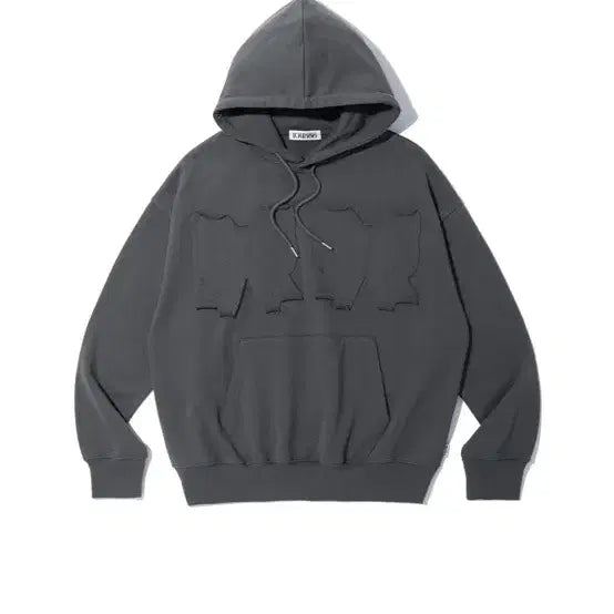 [BUNJANG] Yoohee Ribbon Hoodie Charcoal / 유희 리본 후드티 차콜