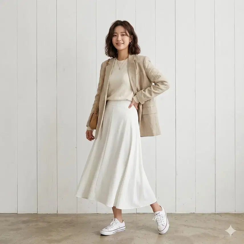 [BUNJANG] ATR White Flare Long Skirt / ATR 화이트 플레어 롱 스커트