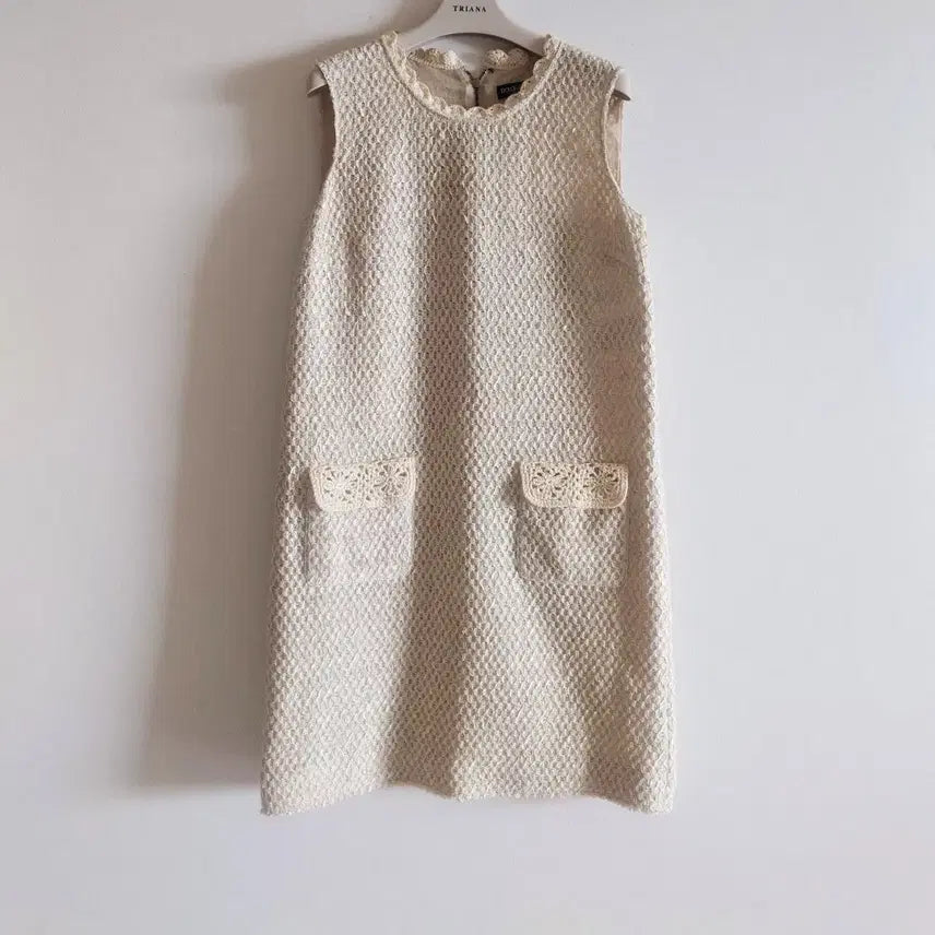 [BUNJANG] Dolce &amp; Gabbana Ivory Crochet Pocket Dress / 돌체앤가바나 아이보리 크로셰 포켓 원피스