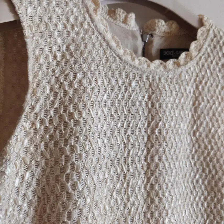 [BUNJANG] Dolce &amp; Gabbana Ivory Crochet Pocket Dress / 돌체앤가바나 아이보리 크로셰 포켓 원피스