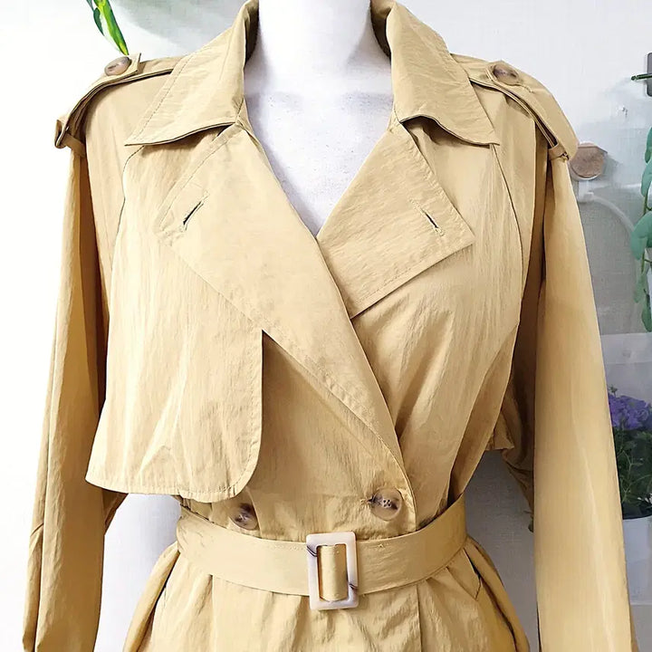 [BUNJANG] BAS Belted Double Trench Coat Yellow / BAS 벨티드 더블 트렌치코트 55~88 옐로우