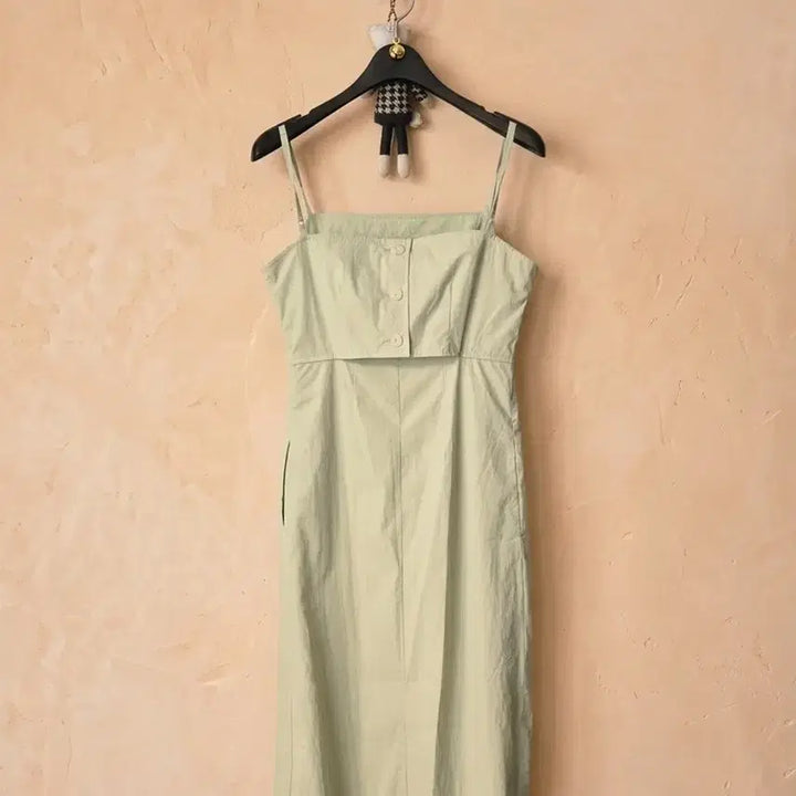 [BUNJANG] LIST Sage Green Button Slip Dress / [LIST] 세이지 그린 버튼 슬립 원피스 (상태 최상)