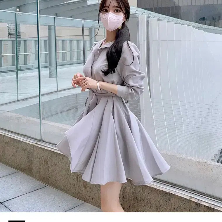 [BUNJANG] Mayoon Soft Grey Shirt Dress S Basic Length / 메이윤 셔츠원피스 소프트그레이 S 기본기장