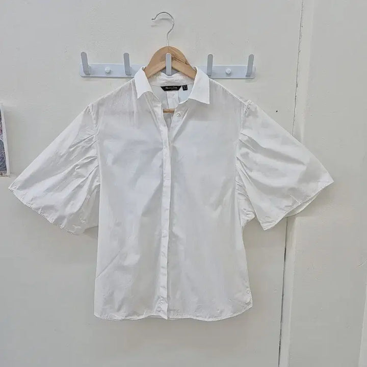 [BUNJANG] Massimo Dutti White Puff Sleeve Short Sleeve Shirt / 마시모두띠 화이트 퍼프 반팔 셔츠