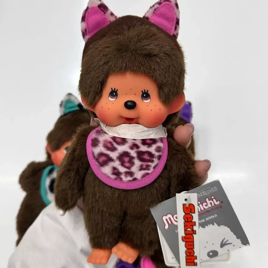 [BUNJANG] Classic Leopard Cat Monchhichi Doll 3-Set / 고전 레오파드 고양이 몬치치 인형 3종 세트