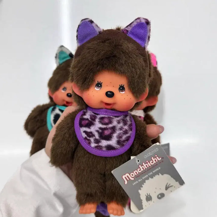 [BUNJANG] Classic Leopard Cat Monchhichi Doll 3-Set / 고전 레오파드 고양이 몬치치 인형 3종 세트
