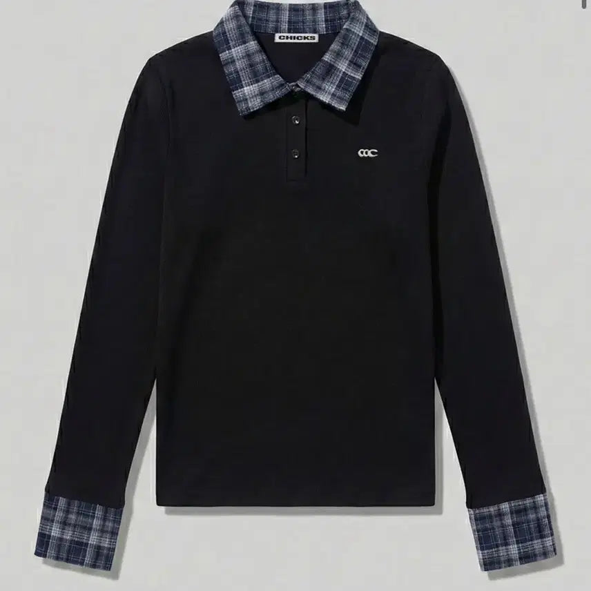 [BUNJANG] Chicks Checkpoint Collar Long Sleeve Black / 칙스 체크포인트 카라 롱슬리브 블랙