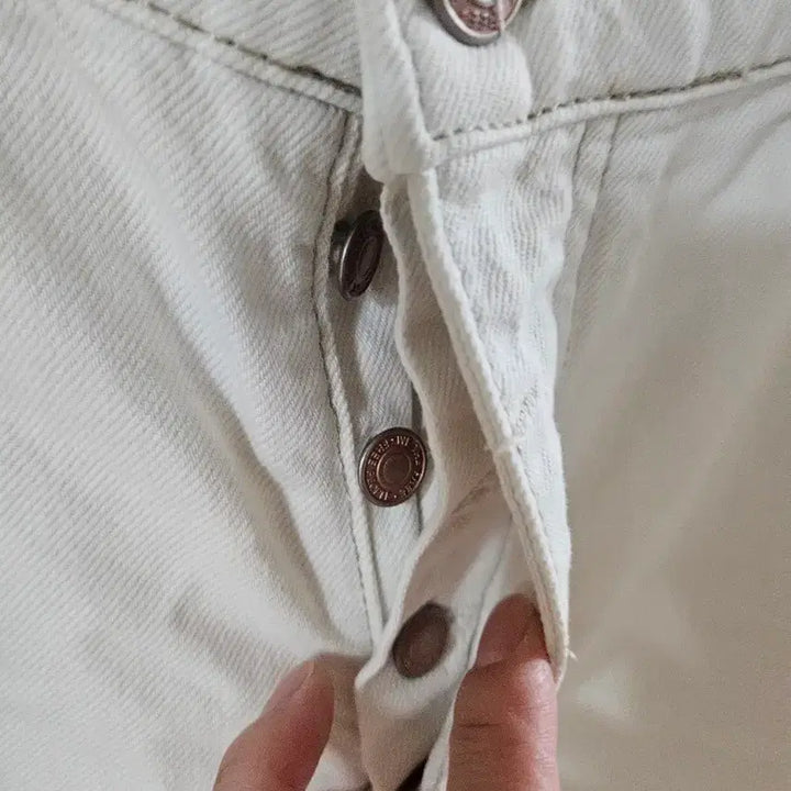 [BUNJANG] With F / R Ivory Wide Denim Pants / 위더프리 아이보리 와이드 데님 팬츠