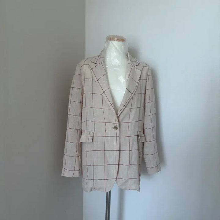 [BUNJANG] Maison Blanche Linen Checkered Jacket / 메종블랑쉬 체크무늬 린넨 자켓