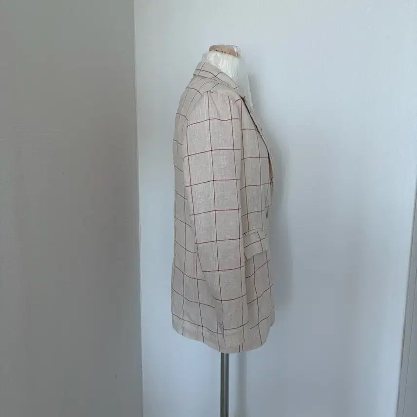 [BUNJANG] Maison Blanche Linen Checkered Jacket / 메종블랑쉬 체크무늬 린넨 자켓