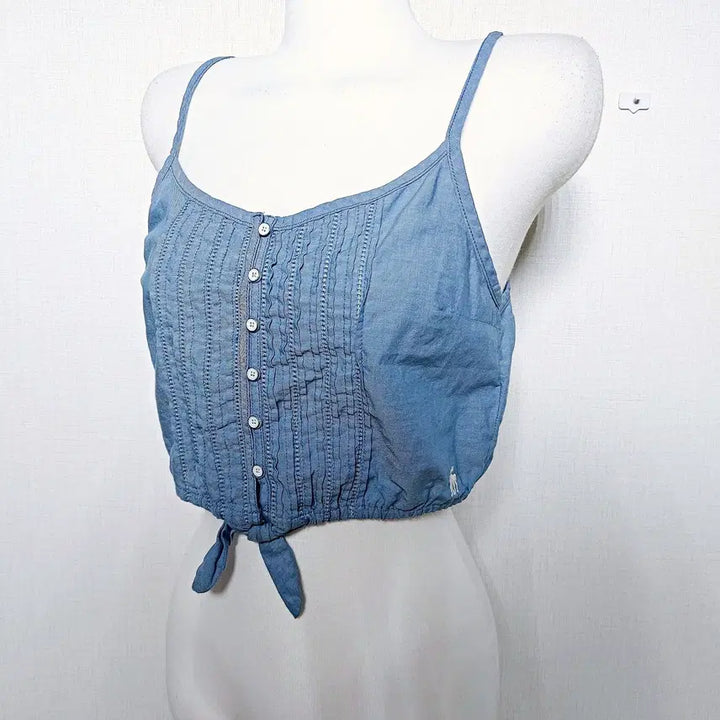 [BUNJANG] Abercrombie Pintuck Denim Ribbon Bustier M / 아베크롬비 핀턱데님 리본 뷔스티에 66 블루