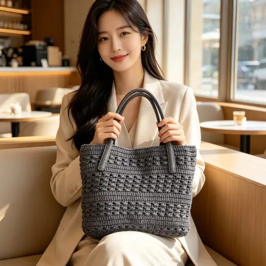 [BUNJANG] Handmade Knit Tote Bag / 핸드메이드 뜨개 토트백
