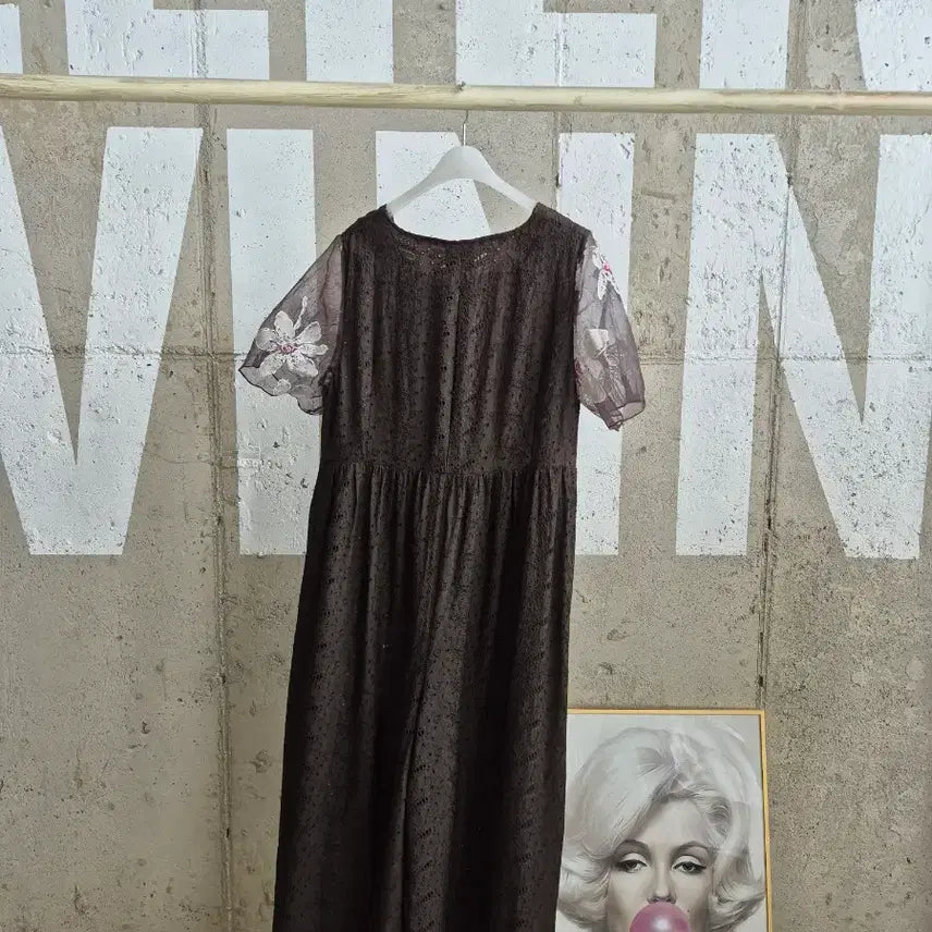 [BUNJANG] In-Gyeon Rayon Lace Wide Jumpsuit / 인견속지 레이스 와이드 점퍼수트