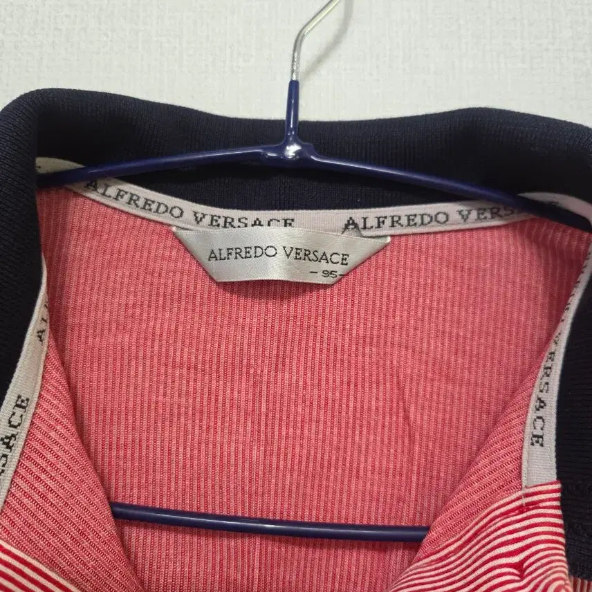 [BUNJANG] Alfredo Versace Striped Short-Sleeve Polo Shirt / 알프레도 베르사체 스트라이프 반팔 카라티