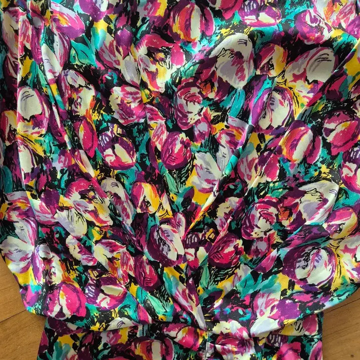 [BUNJANG] MICHAA Flower Shirring Silk Dress / 미샤 플라워 셔링 견 원피스