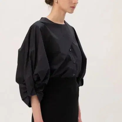 [BUNJANG] Kindersalmon Tweed Slee Voluminous Sleeve Blouse / 킨더살몬 트위드스 볼륨 슬리브 블라우스 F