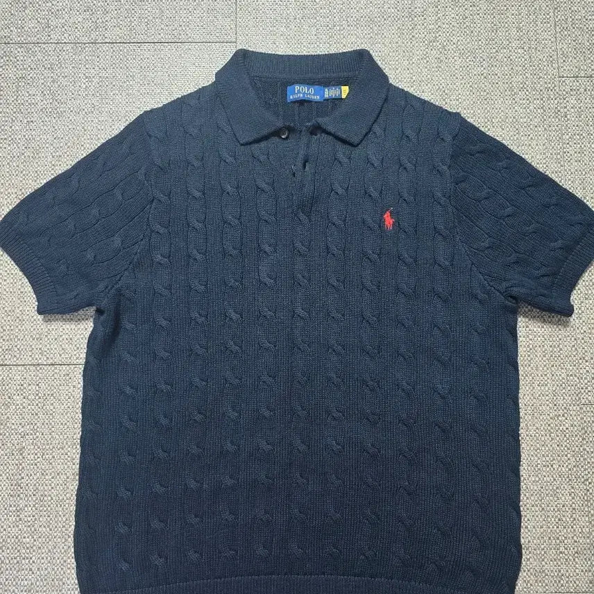 [BUNJANG] Polo Ralph Lauren Cable Knit Short Sleeve Sweater Navy XL / (XL) 폴로 랄프로렌 케이블 반팔 니트 네이비