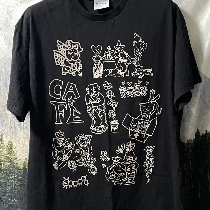 [BUNJANG] CAFE Skate Board Printing Short Sleeve T-Shirt XL / XL) CAFE 스케이트 보드 프린팅 반팔 티셔츠