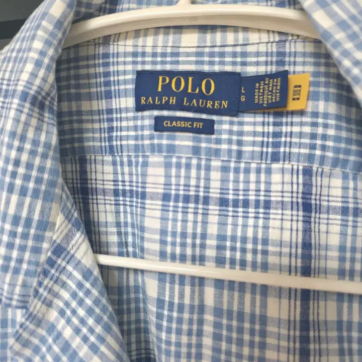 [BUNJANG] Polo Ralph Lauren Linen Blue Check Short Sleeve Shirt L / 폴로 린넨 블루체크 반팔셔츠 100