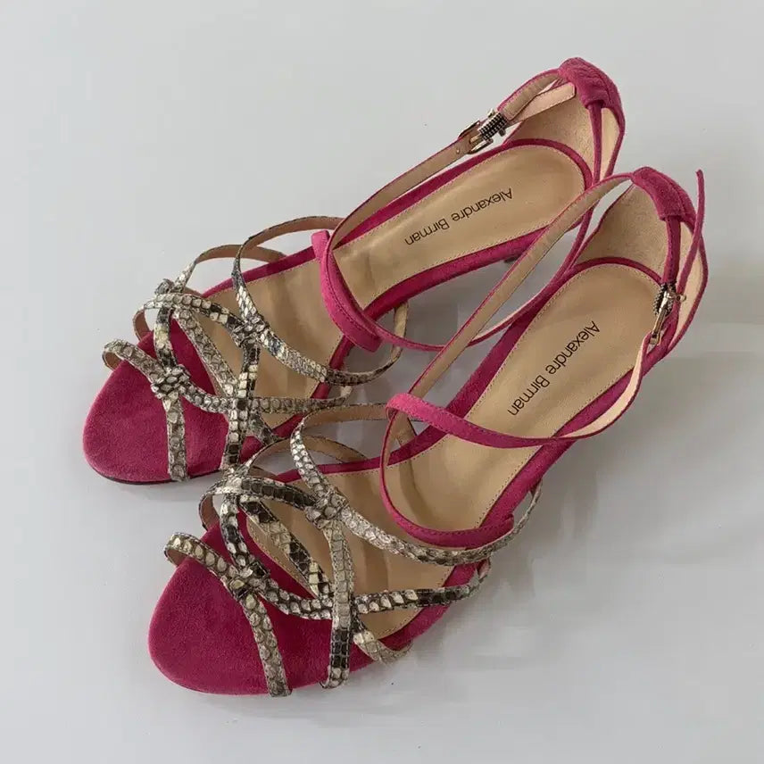 [BUNJANG] Alexander Birman Suede Strap Sandals Pink 37.5 / 알렉산더 버만 스트랩 샌들 37반/245