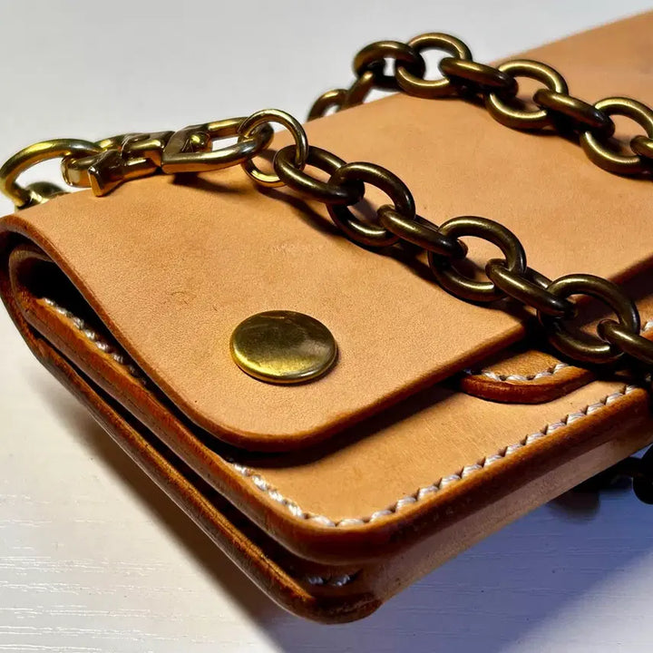 [BUNJANG] Vegetable Leather Trucker Wallet with Brass Chain / [새제품]황동체인 베지터블 트러커월렛