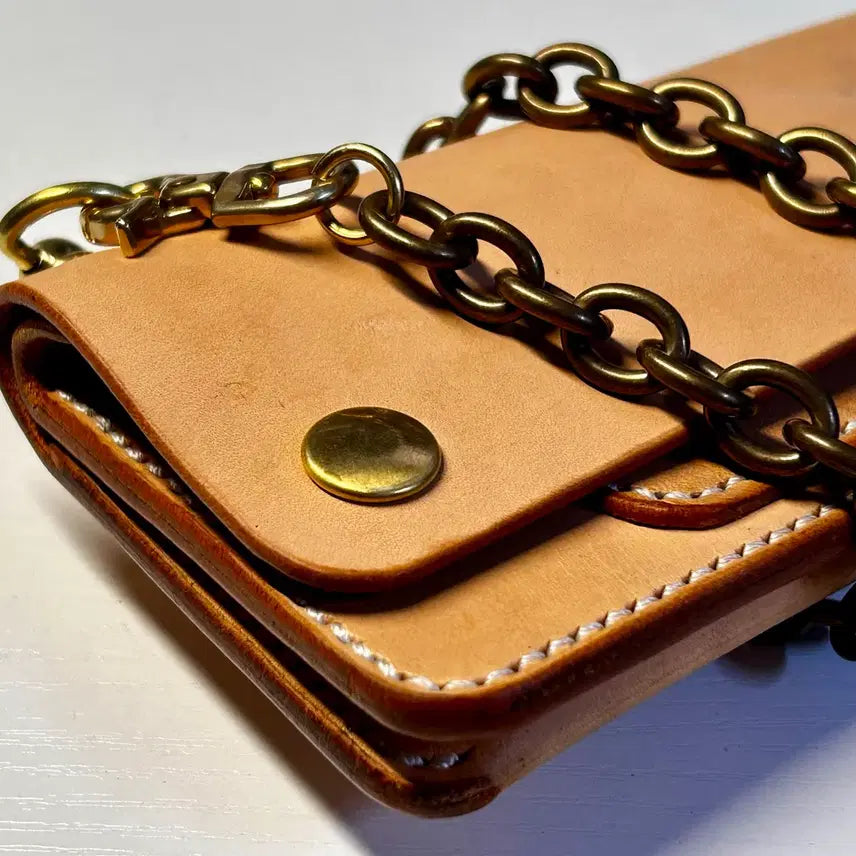[BUNJANG] Vegetable Leather Trucker Wallet with Brass Chain / [새제품]황동체인 베지터블 트러커월렛