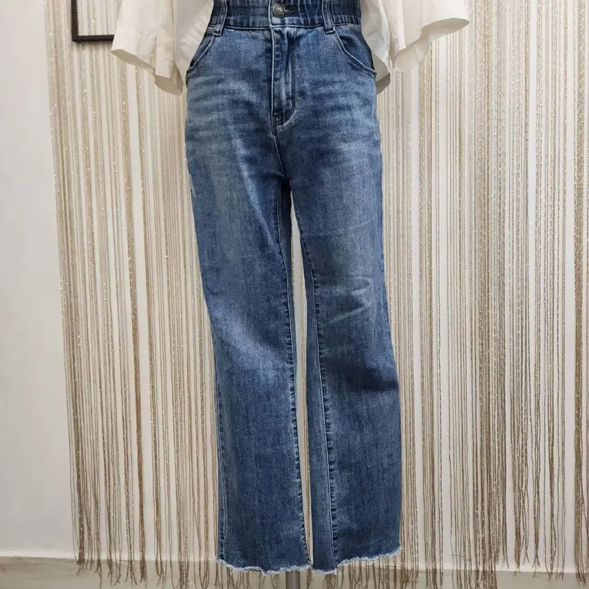 [BUNJANG] DATUM Span Semi-Bootcut Cutting Jeans (Size 30) / 데이텀 스판 세미부츠컷 컷팅진 호칭30/허리고무밴드형