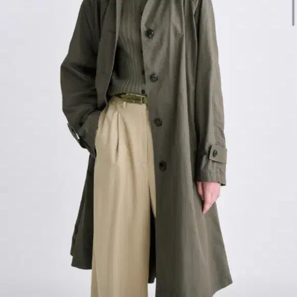 [BUNJANG] TIME Raglan Flare Trench Coat Grey Khaki / TIME 타임 래글런 플레어 트렌치 코트 그레이카키 / 택보유
