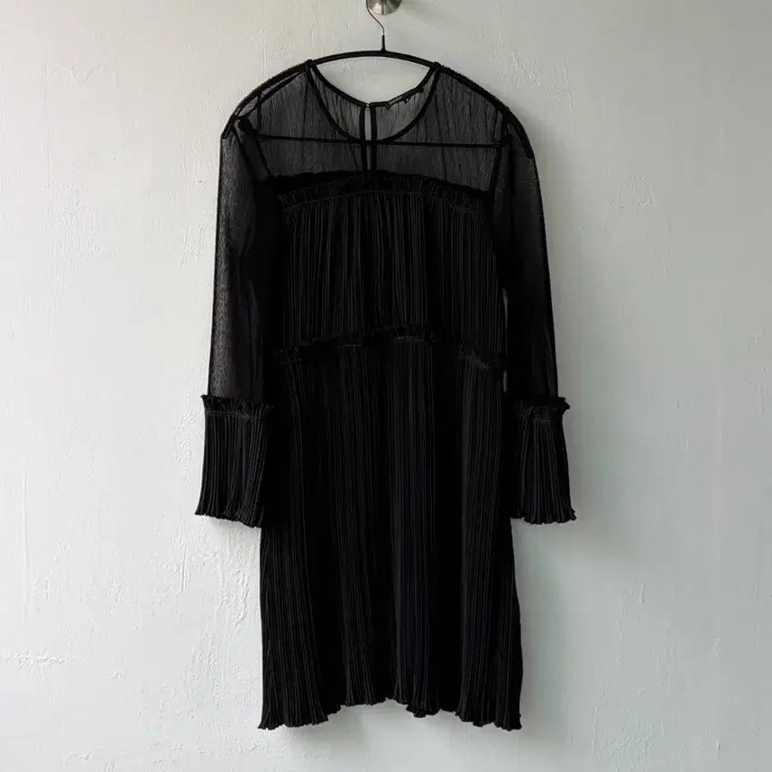 [BUNJANG] Maje See-through Pleated Dress Size 3 (55) / 마쥬 시스루 플리츠 원피스 3사이즈 55