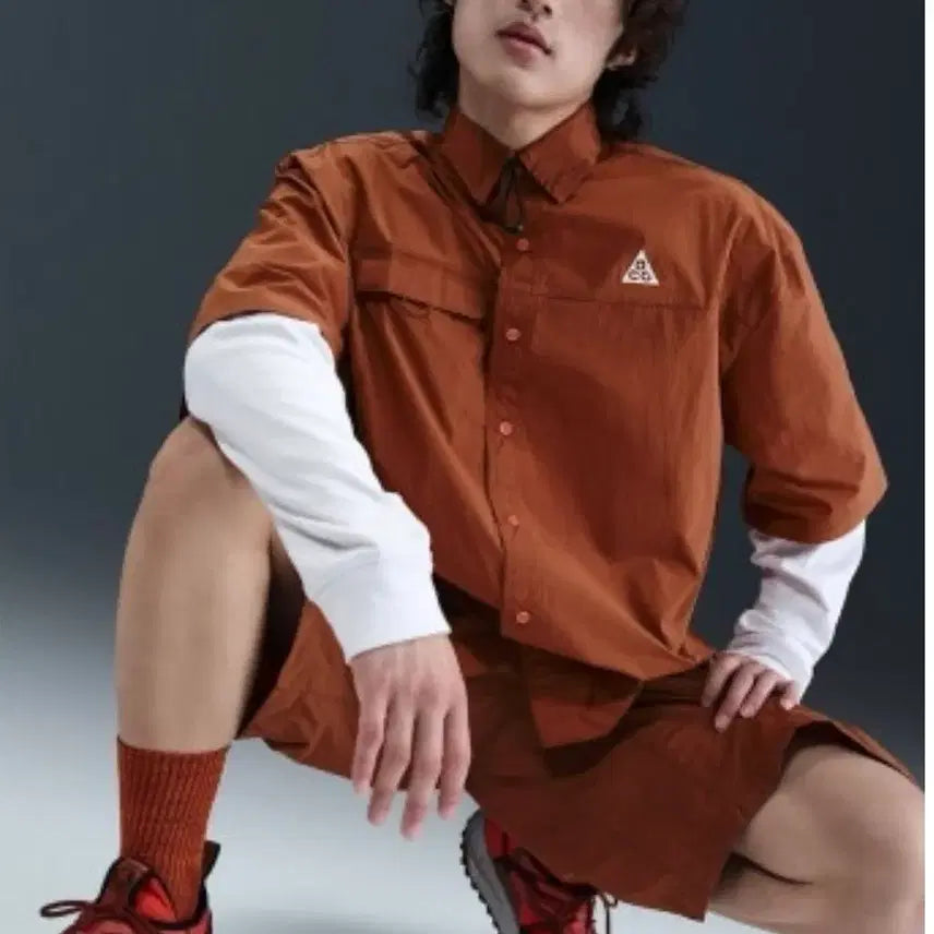 [BUNJANG] Nike ACG Brown Short Sleeve Shirt / 나이키 ACG 브라운 반팔 셔츠