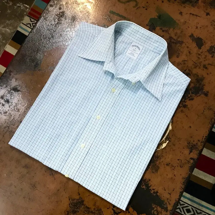 [BUNJANG] Brooks Brothers Green Window Check Cotton Short Sleeve Dress Shirt Men&