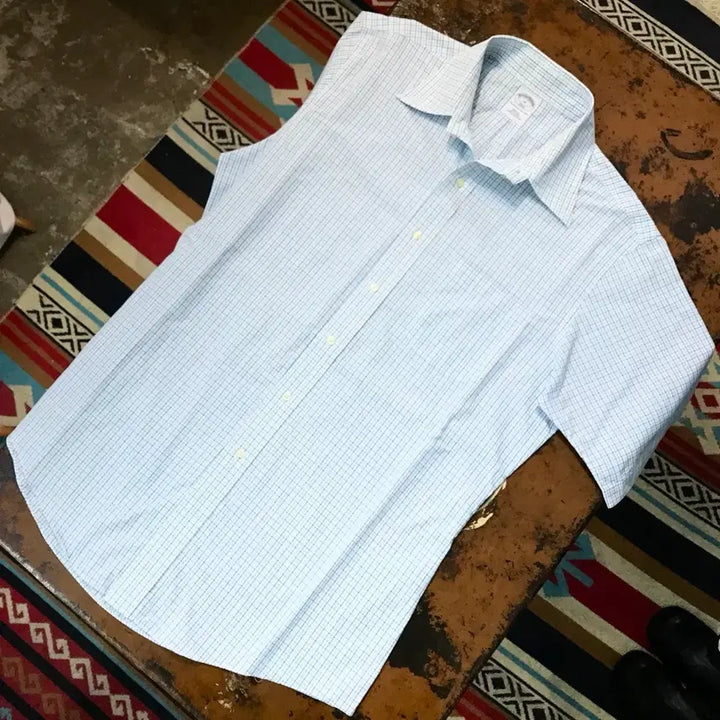 [BUNJANG] Brooks Brothers Green Window Check Cotton Short Sleeve Dress Shirt Men&