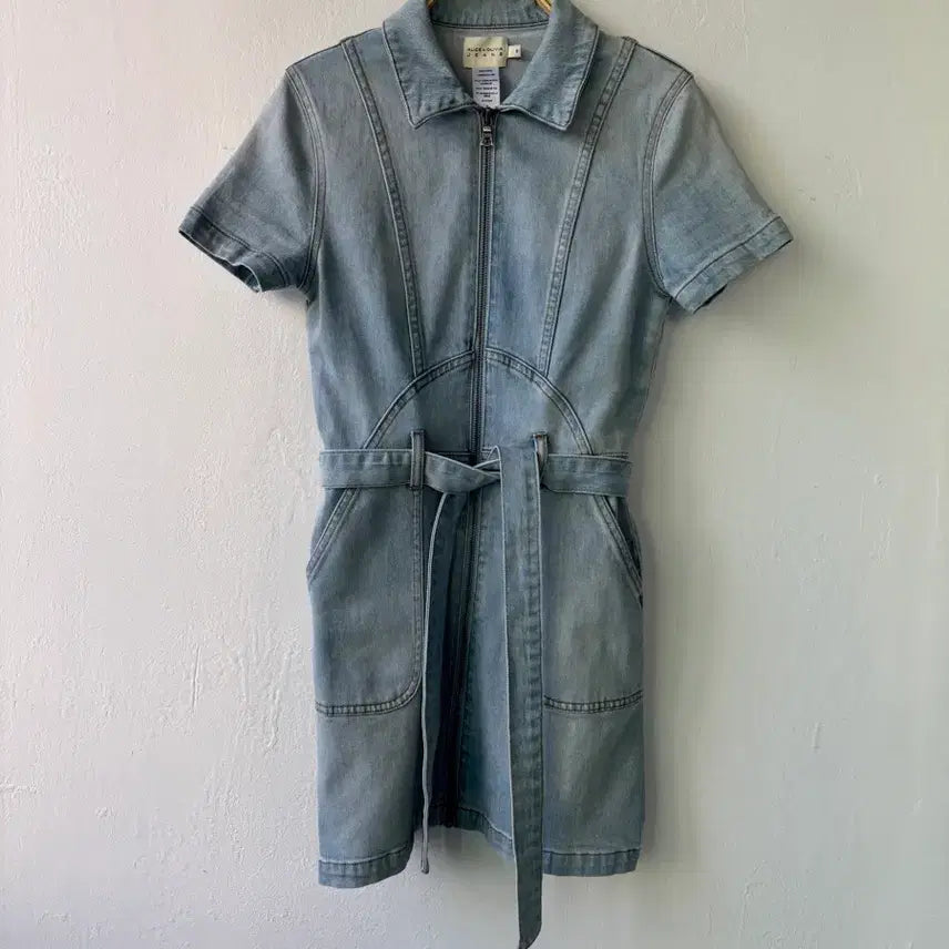 [BUNJANG] Alice &amp; Olivia Denim Zip-Up Dress Size 0 / 엘리스 앤 올리비아 데님 집업 원피스 0사이즈