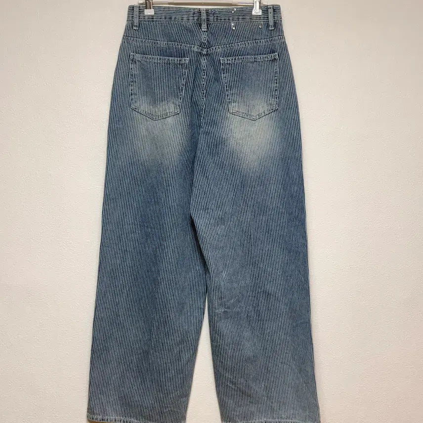[BUNJANG] Three Quarter Stripe Wide Denim Pants / 3/4 three quarter 스트라이프 와이드 데님 m