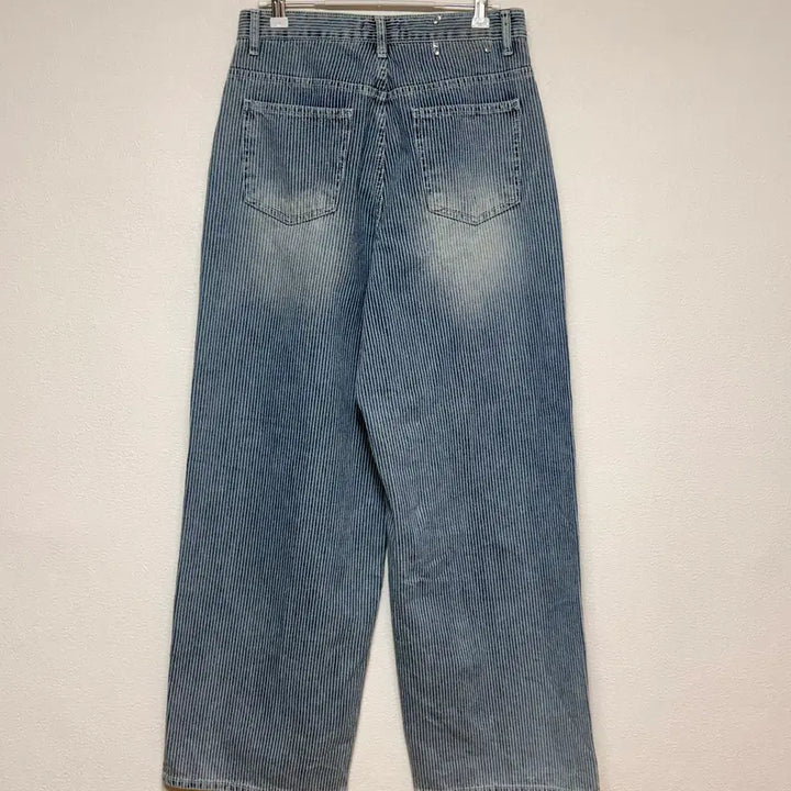 [BUNJANG] Three Quarter Stripe Wide Denim Pants / 3/4 three quarter 스트라이프 와이드 데님 m