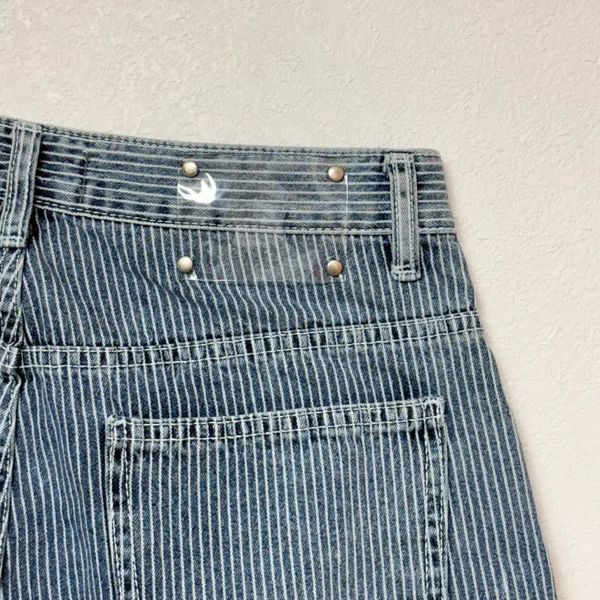 [BUNJANG] Three Quarter Stripe Wide Denim Pants / 3/4 three quarter 스트라이프 와이드 데님 m