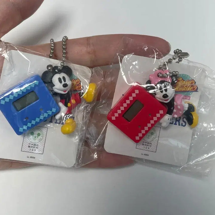 [BUNJANG] Disney Mickey &amp; Minnie Mouse Couple Watch Keychain Set (1999 Vintage) / 디즈니 미키 미니 시계 커플 키링 99년 고전 희귀
