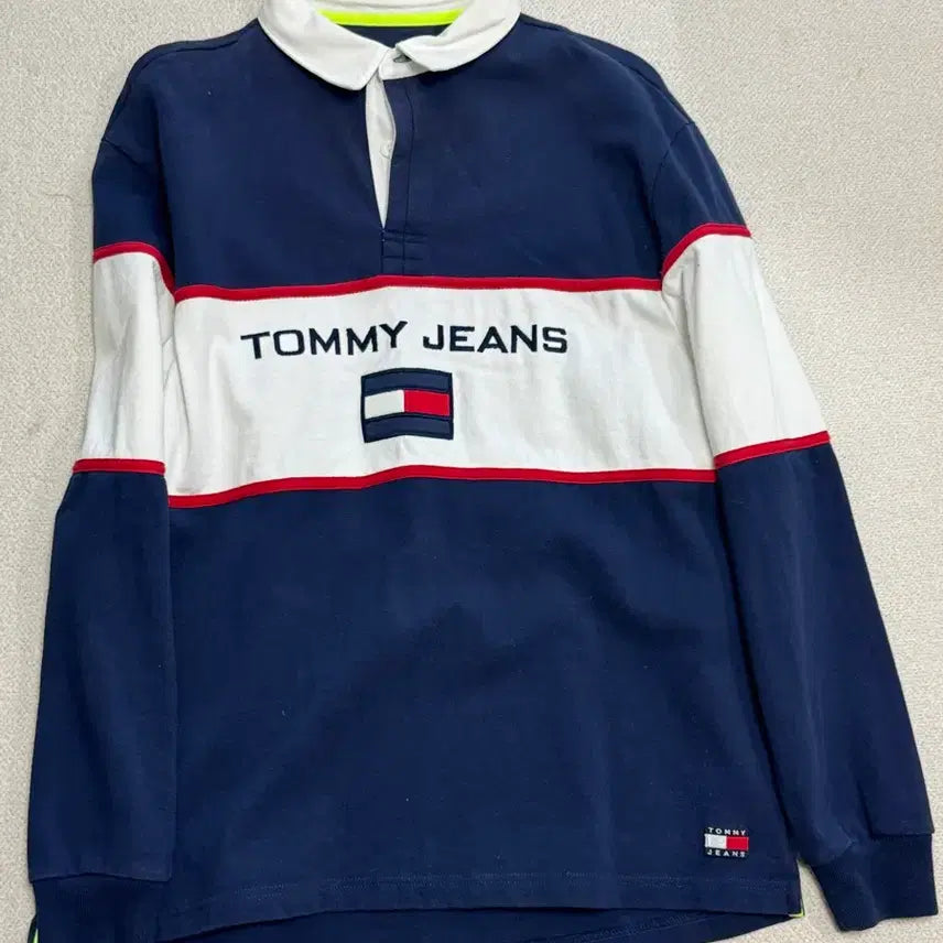 [BUNJANG] Tommy Jeans Logo Collar T-Shirt L / 타미진스 카라티 L