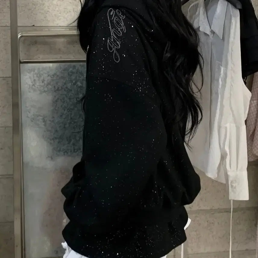 [BUNJANG] Dirtys Twinkle Hooded Zip-Up Black / 더티스 트윙클 후드집업 블랙