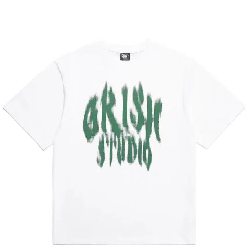 [BUNJANG] Grisht Rough Blur Logo T-Shirt White Green L / 그리쉬 러프 블러 로고 티셔츠 화이트 그린 L