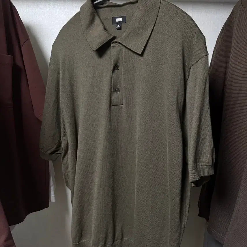 [BUNJANG] Uniqlo Washable Knit Polo Sweater Olive XL / 유니클로 워셔블 니트 폴로 스웨터 올리브 XL