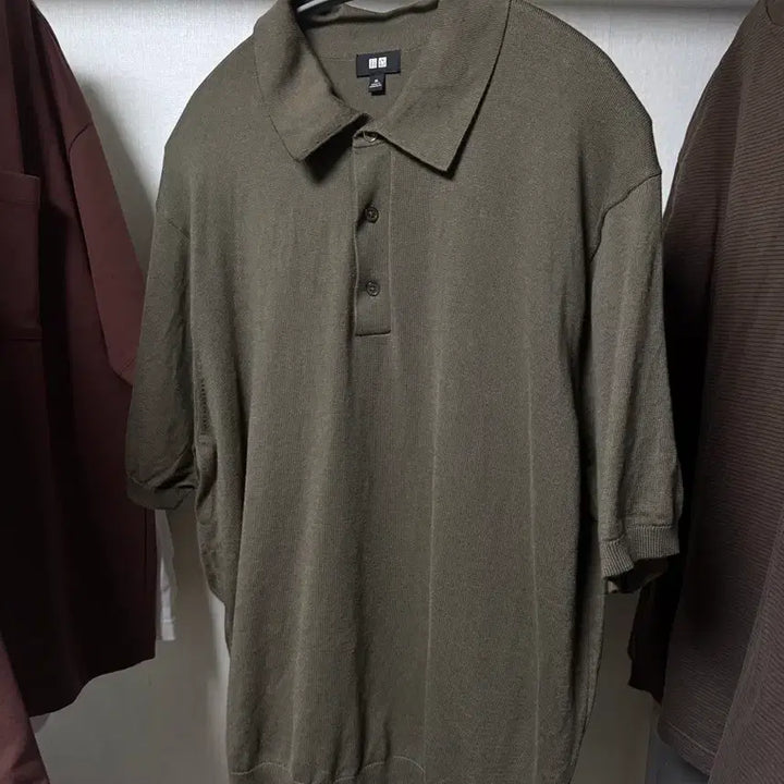 [BUNJANG] Uniqlo Washable Knit Polo Sweater Olive XL / 유니클로 워셔블 니트 폴로 스웨터 올리브 XL
