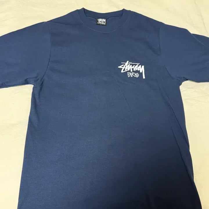 [BUNJANG] Stussy Paris Logo Short Sleeve T-Shirt Navy / 스투시 반필 파리