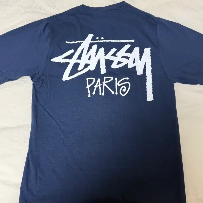 [BUNJANG] Stussy Paris Logo Short Sleeve T-Shirt Navy / 스투시 파리 반팔
