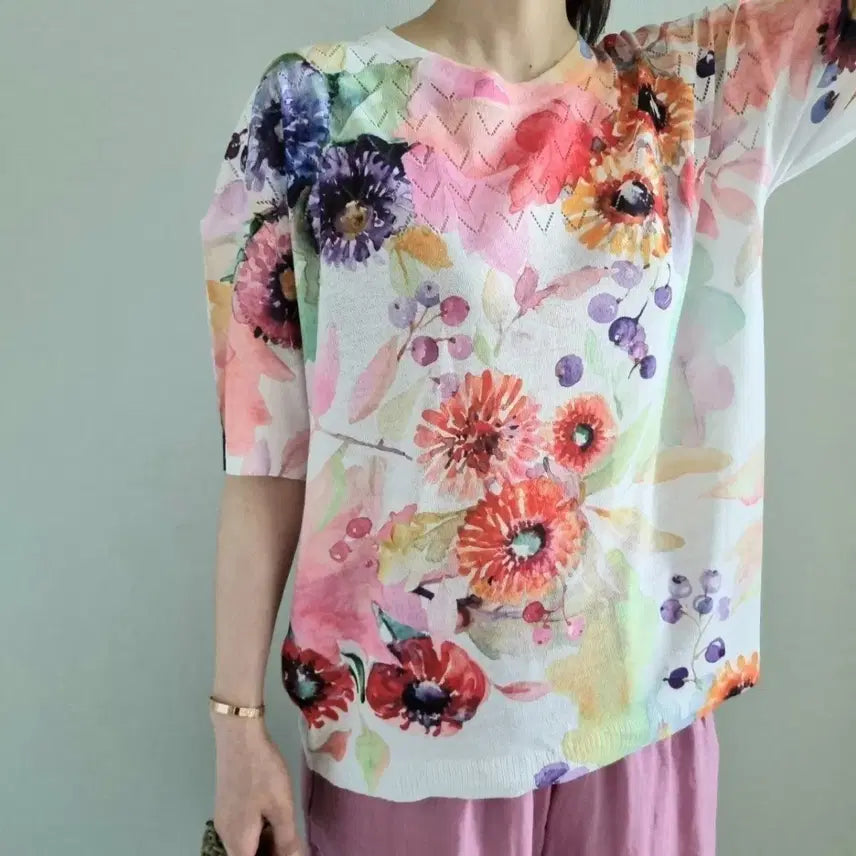 [BUNJANG] Flower Print Knit / 플라워 프린트 니트