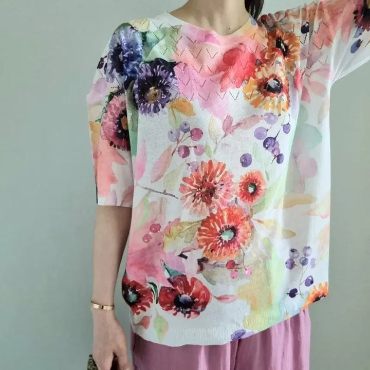 [BUNJANG] Flower Print Knit / 플라워 프린트 니트